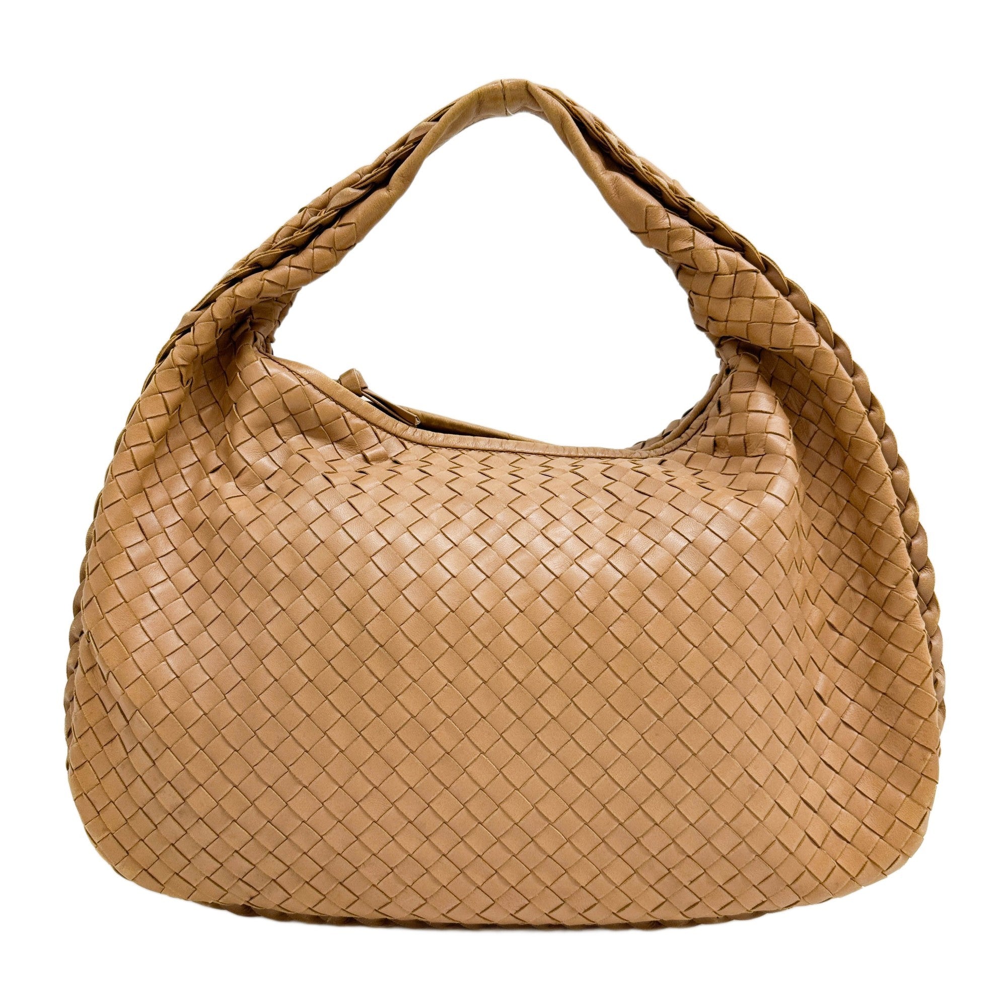 Intrecciato Beige Brown Leather Shoulder Bag