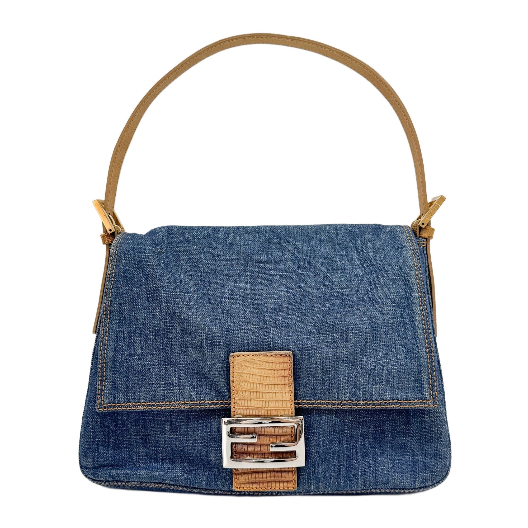 Mamma Baguette Blue Denim Shoulder Bag