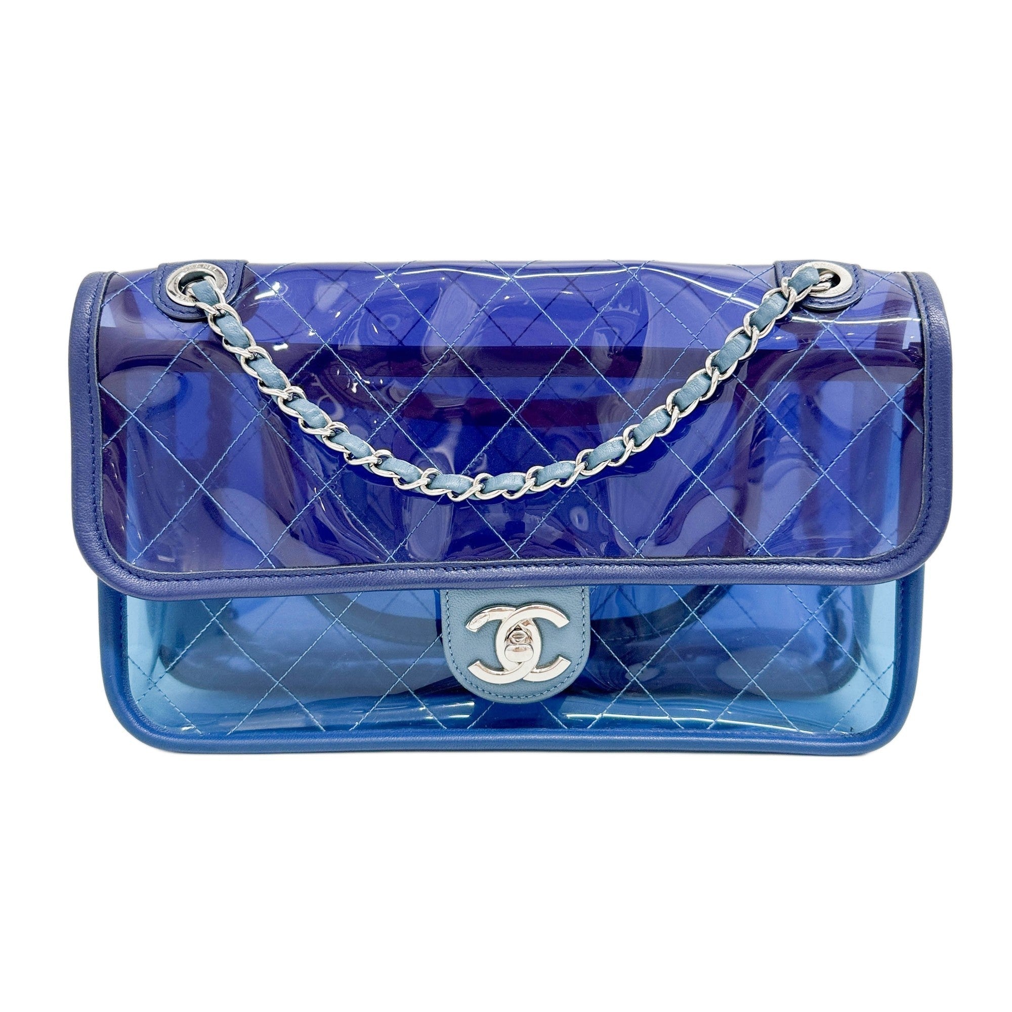 Coco Splash PVC Flap 2018 Blue Vinyl Shoulder Bag