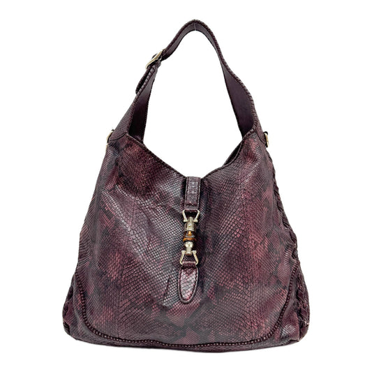 New Jackie Purple Python Embossed Leather Two Way Bag