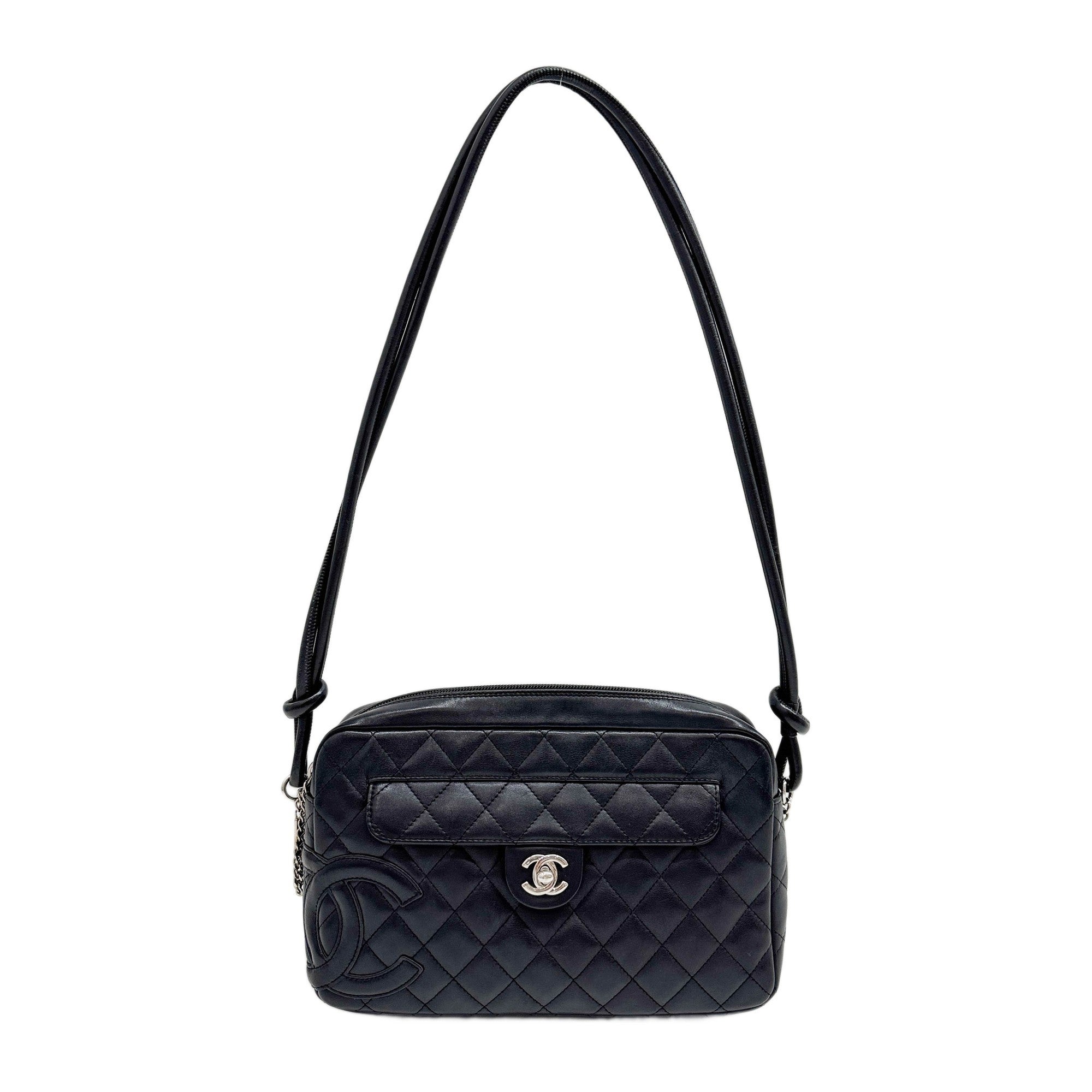 Cambon 2004-2005 Matelasse Black Leather Shoulder Bag