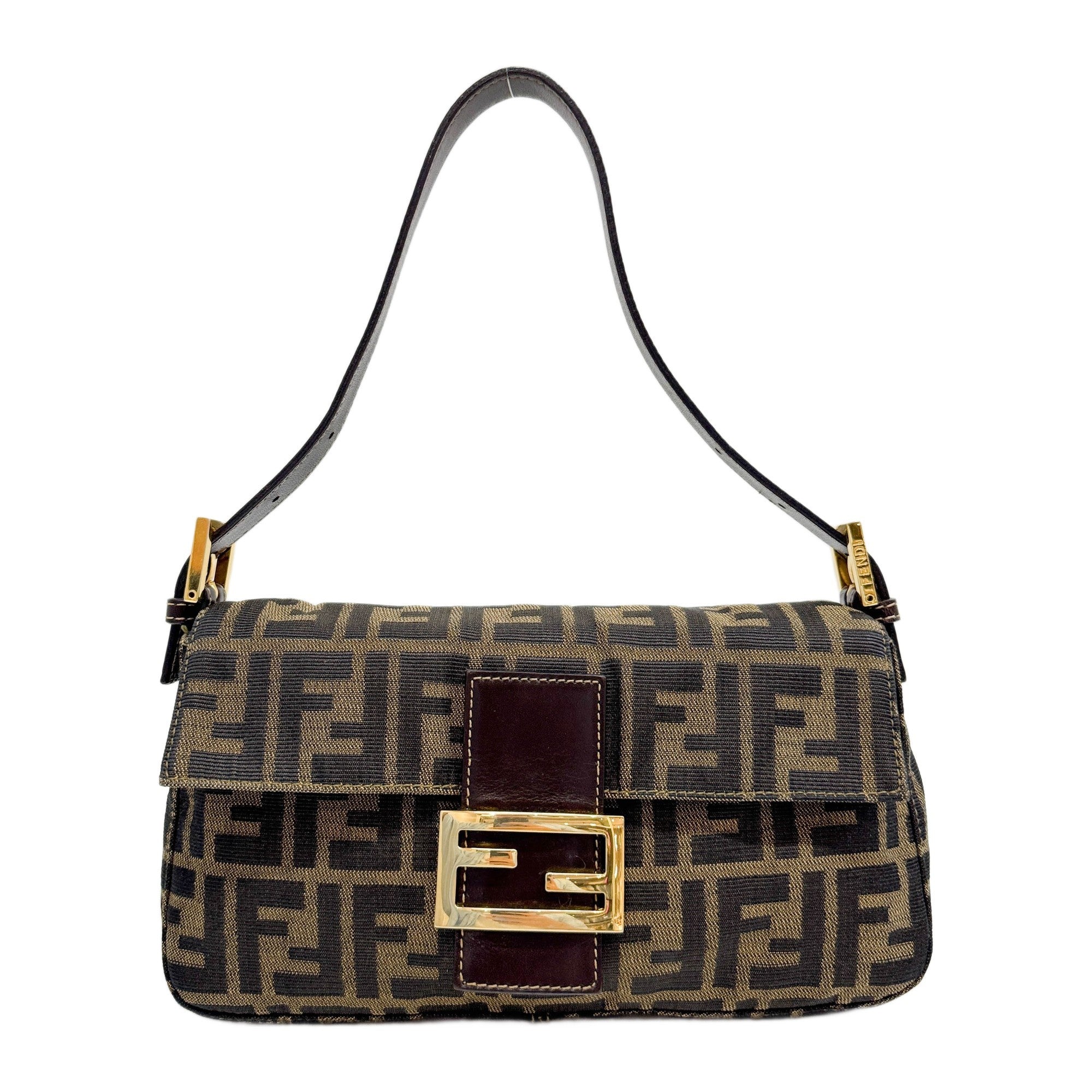 Baguette Brown Zucca Canvas Shoulder Bag