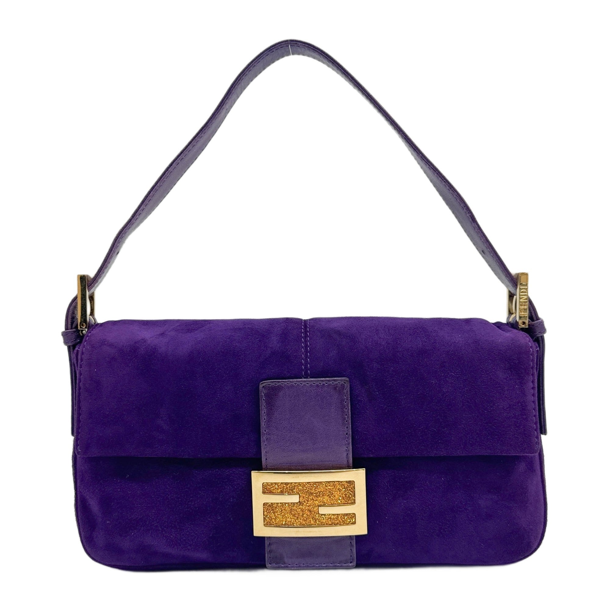 Baguette Purple Suede Shoulder Bag