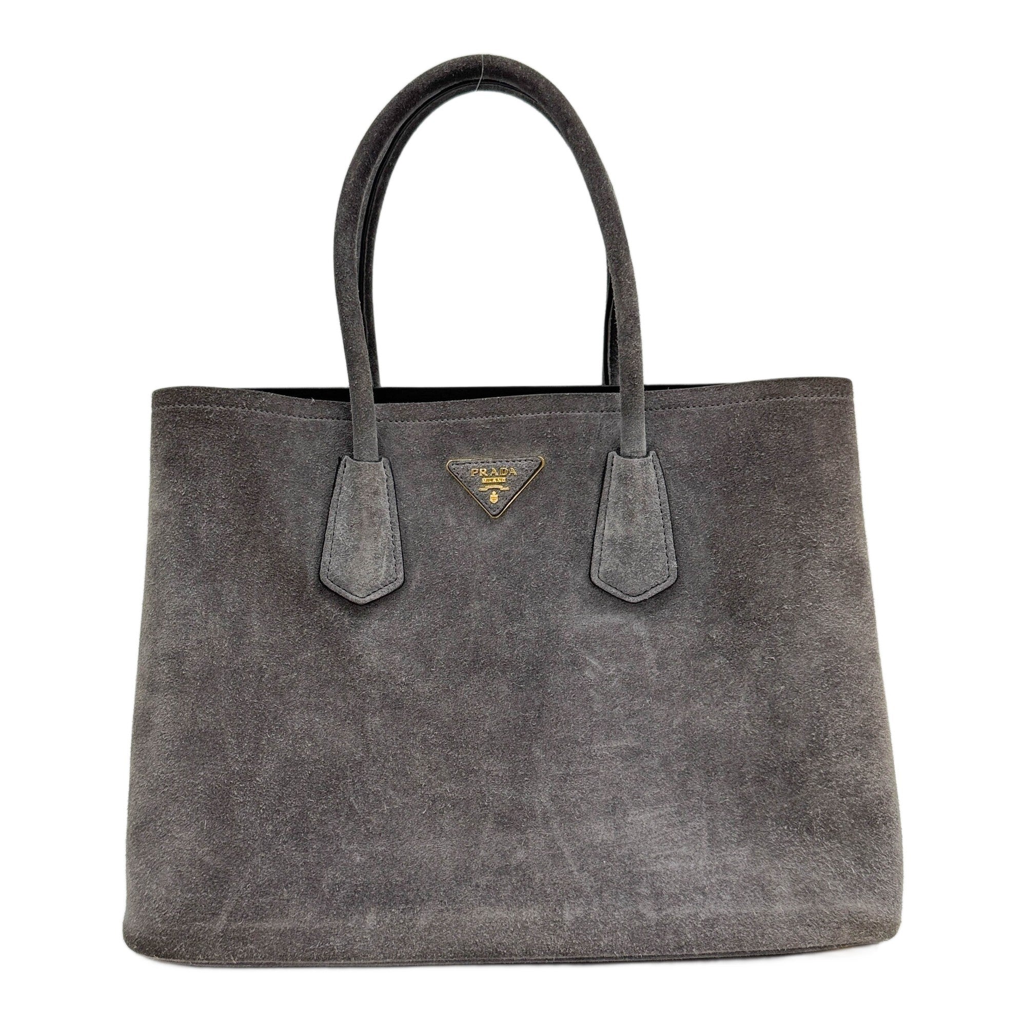 Double Scamosciato Grey Suede Two Way Tote Bag