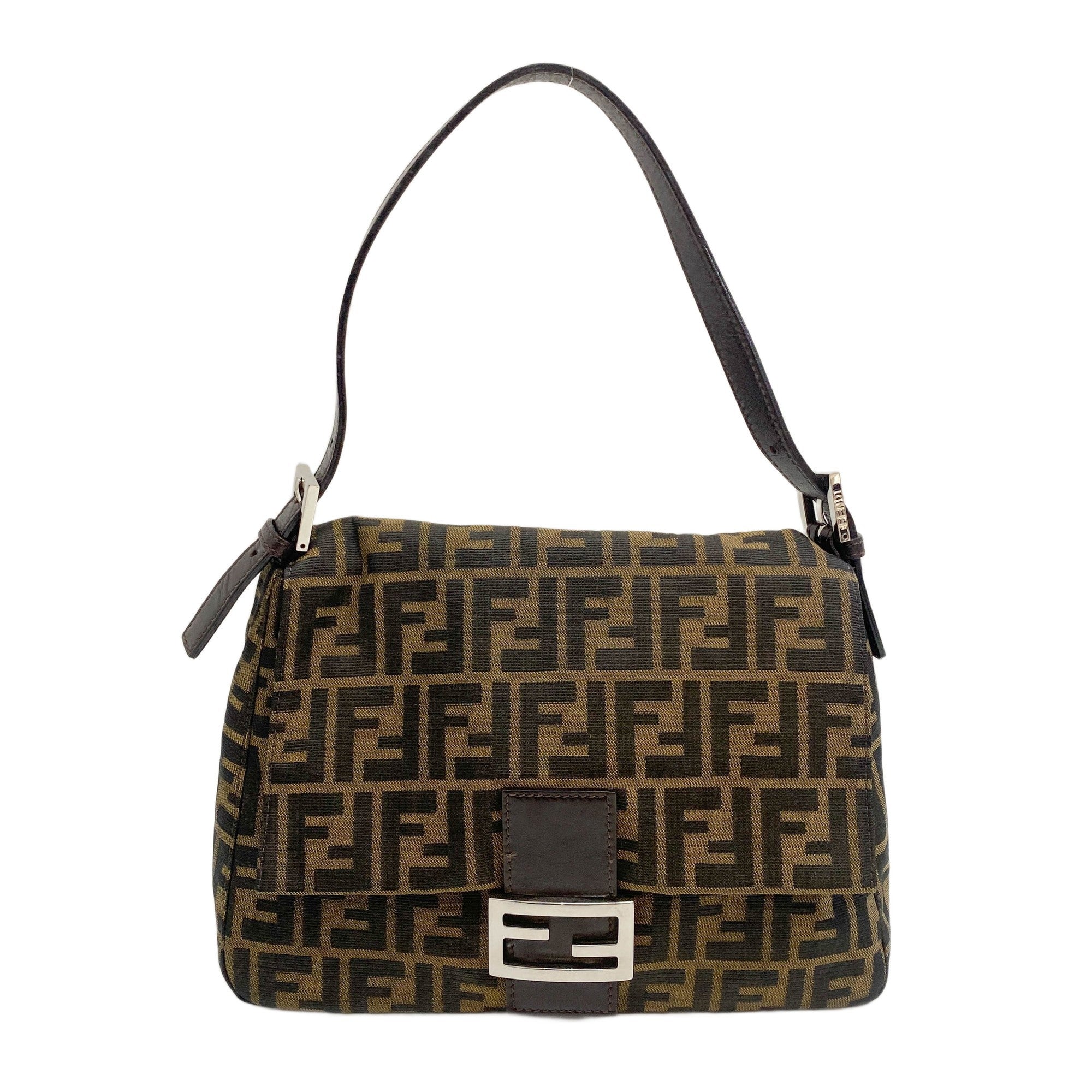 Mamma Baguette Brown Zucca Canvas Shoulder Bag