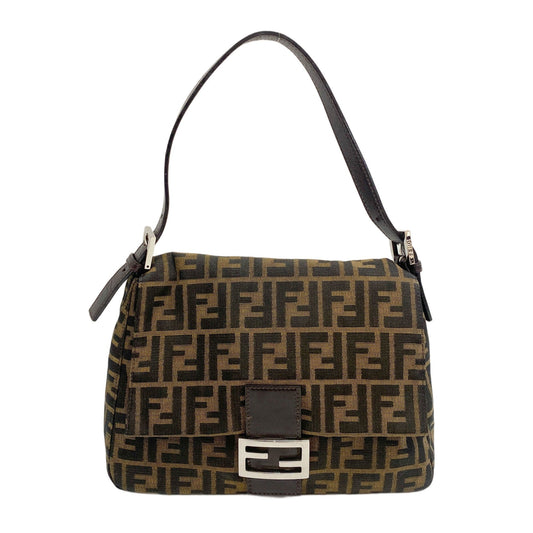 Mamma Baguette Brown Zucca Canvas Shoulder Bag