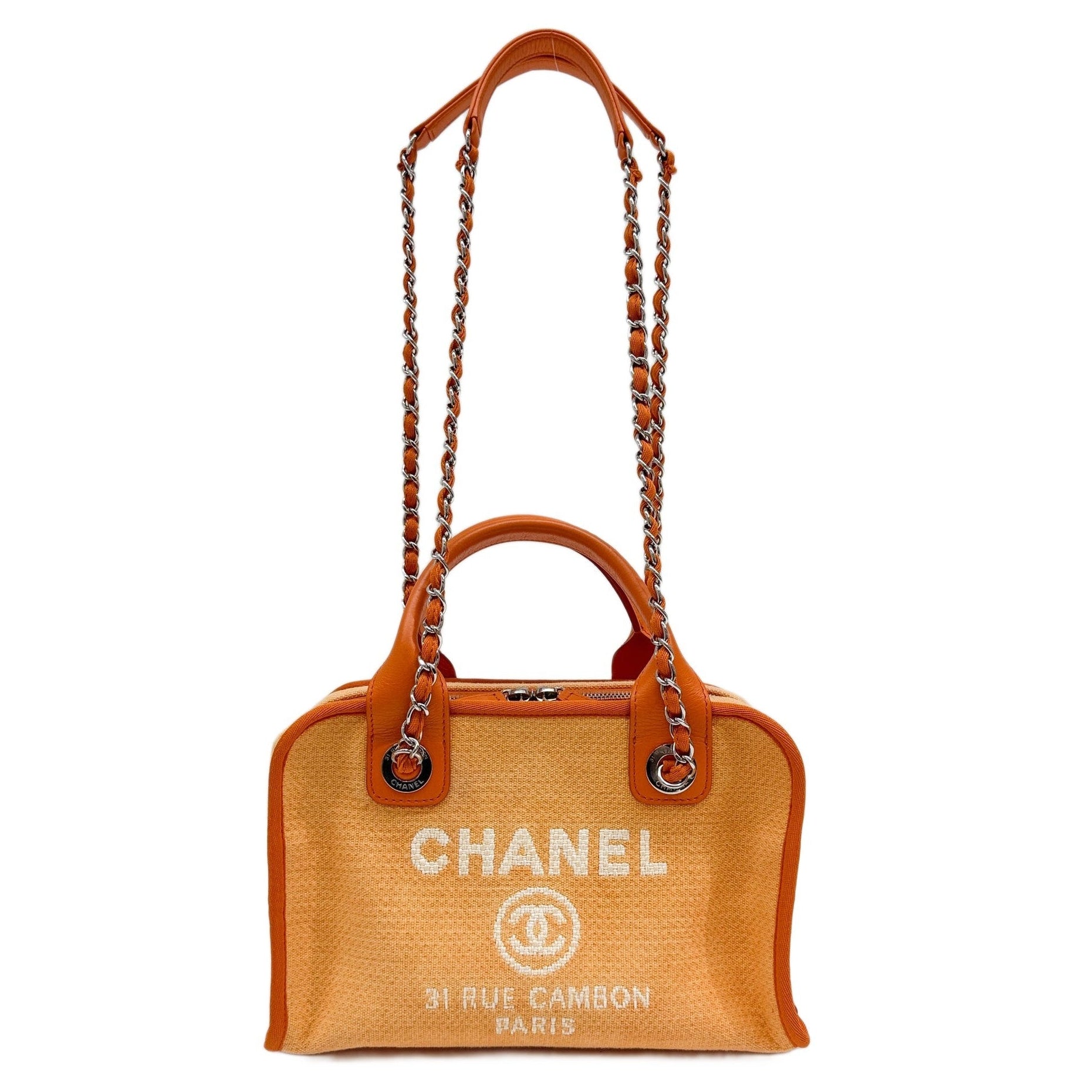 Deauville 2014-2015 Orange Bowling Chain Handle Bag