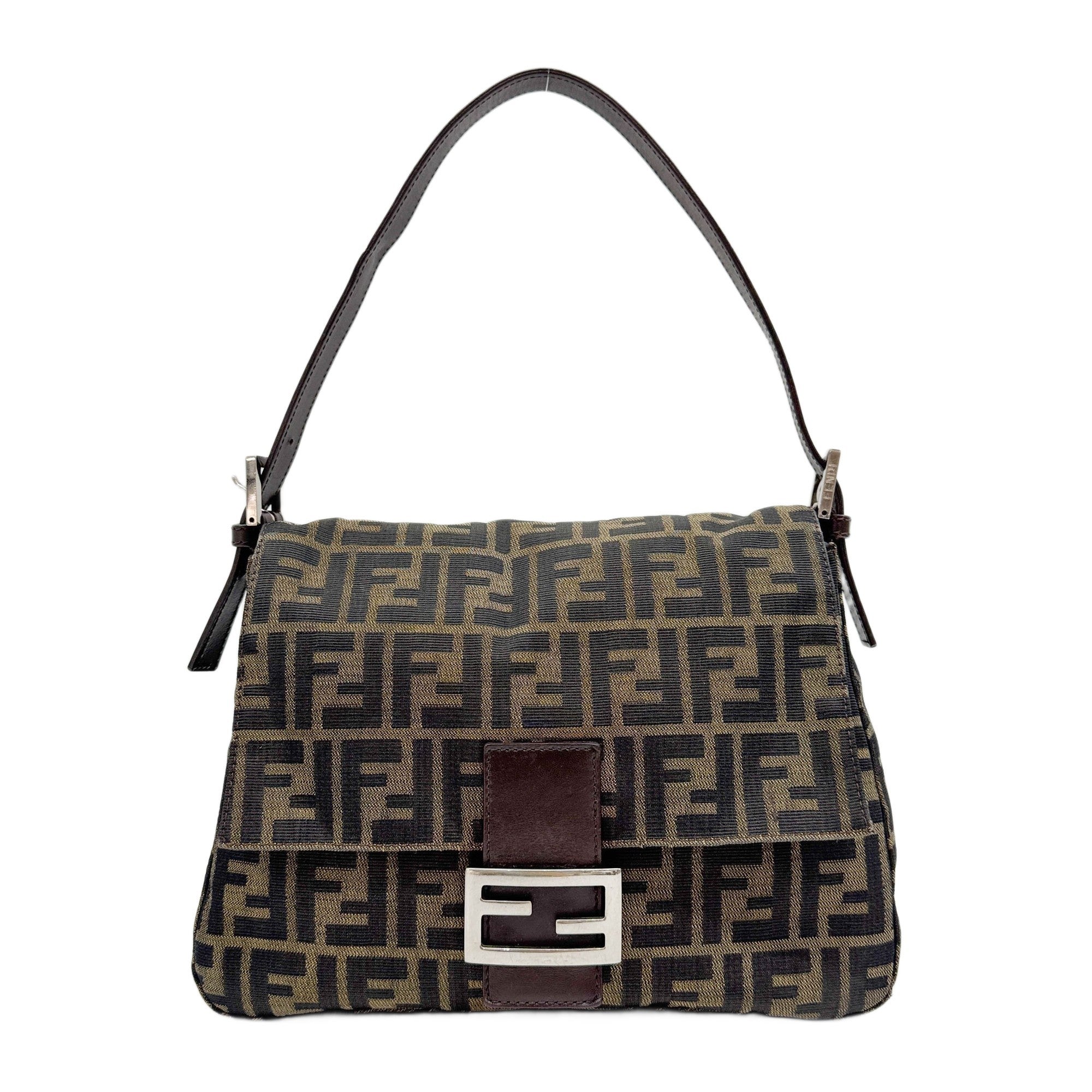 Mamma Baguette Brown Zucca Canvas Shoulder Bag