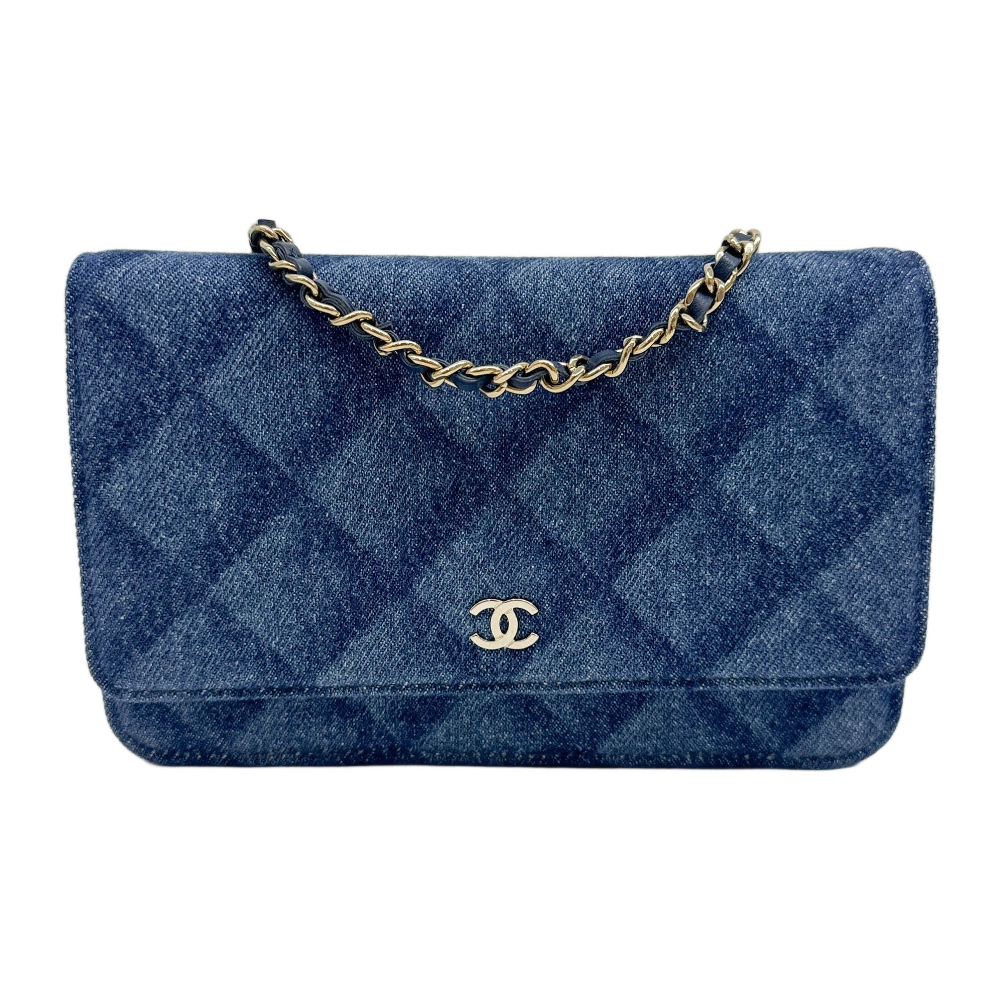 Wallet on Chain 2021- Blue Denim Chain Shoulder Bag