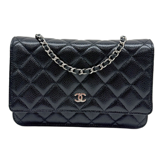 Classic Wallet on Chain 2019 Matelasse Black Caviar Leather Shoulder Bag