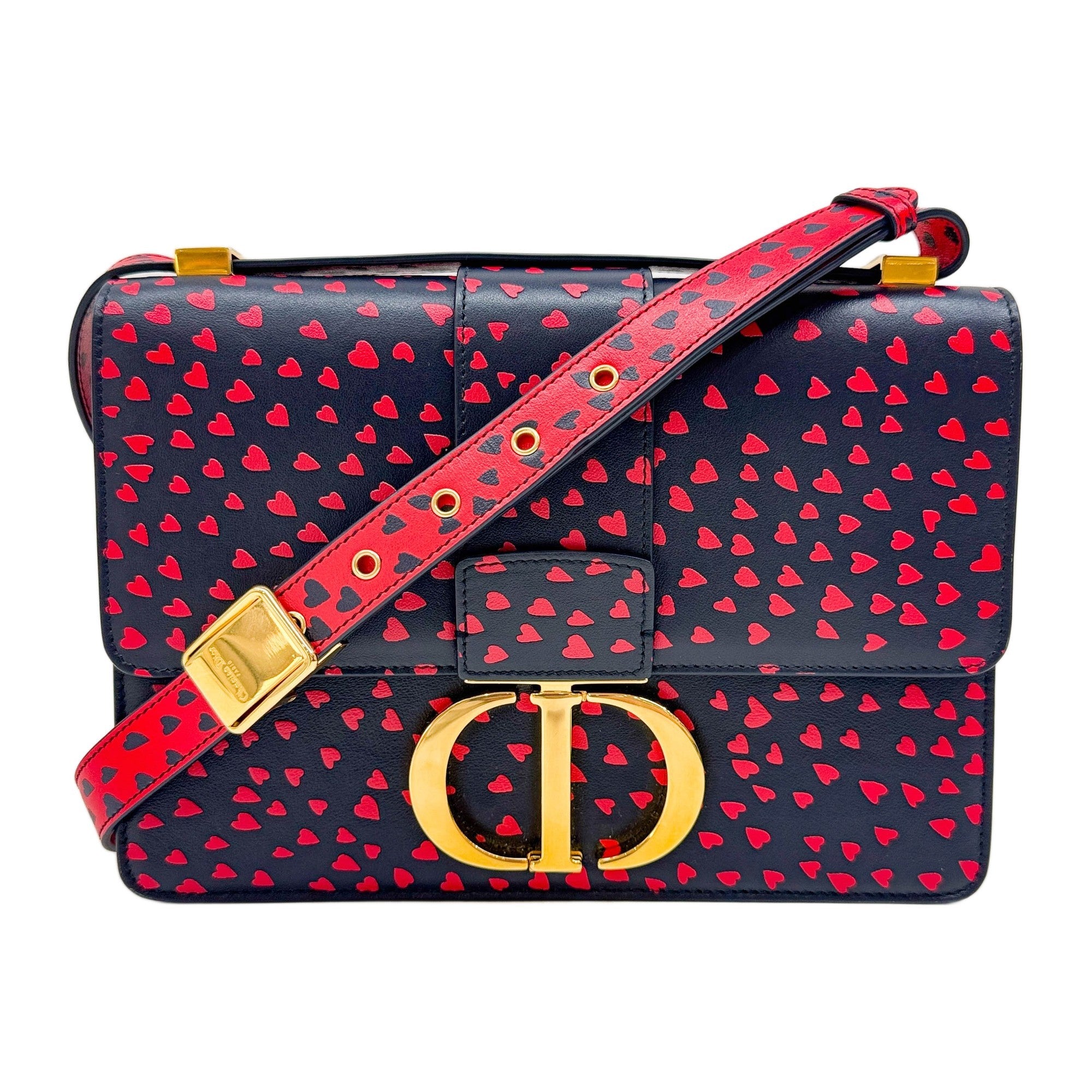 30 Montaigne Blue & Red Heart Coated Canvas Shoulder Bag