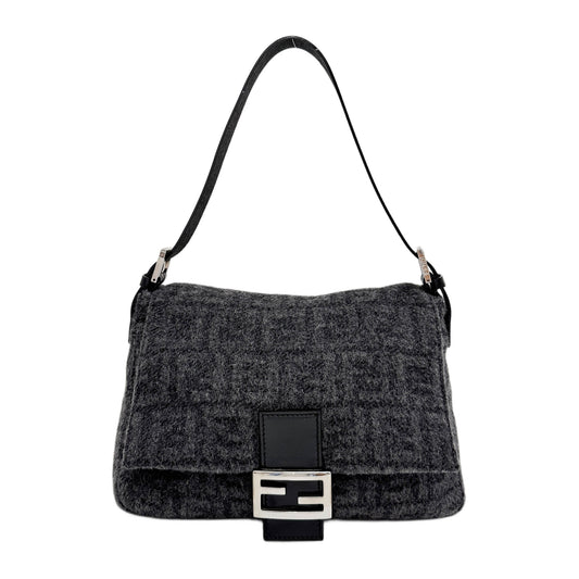 Mamma Baguette Dark Grey Cashmere Shoulder Bag