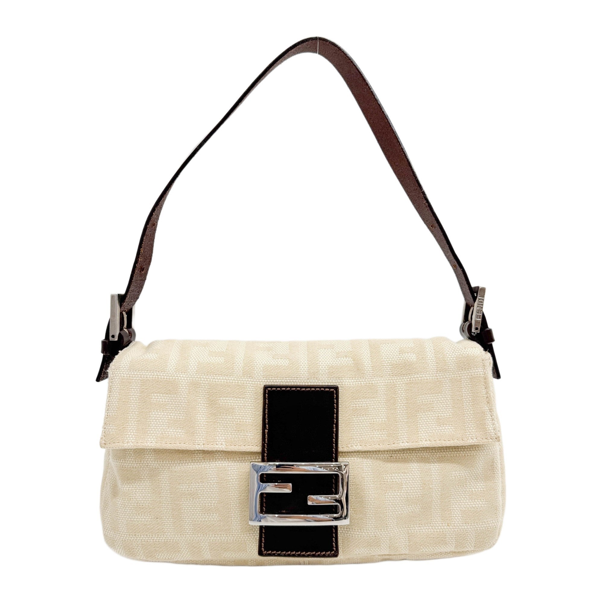 Baguette Zucca Beige Canvas Shoulder Bag
