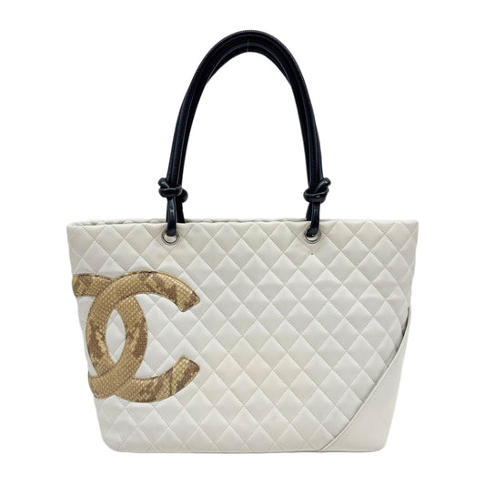 Cambon 2004-2005 Beige Calfskin Leather Tote Shoulder Bag