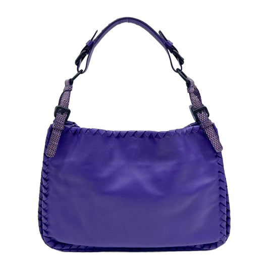 Rectangular Purple Leather Shoulder Bag