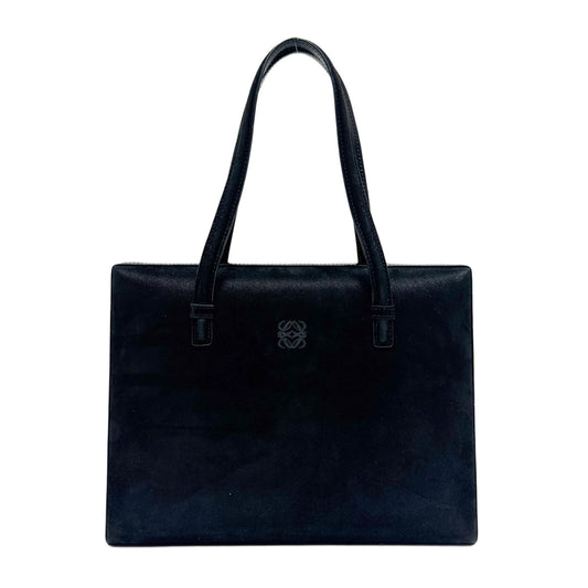 Black Leather Gold Lining Handle Bag