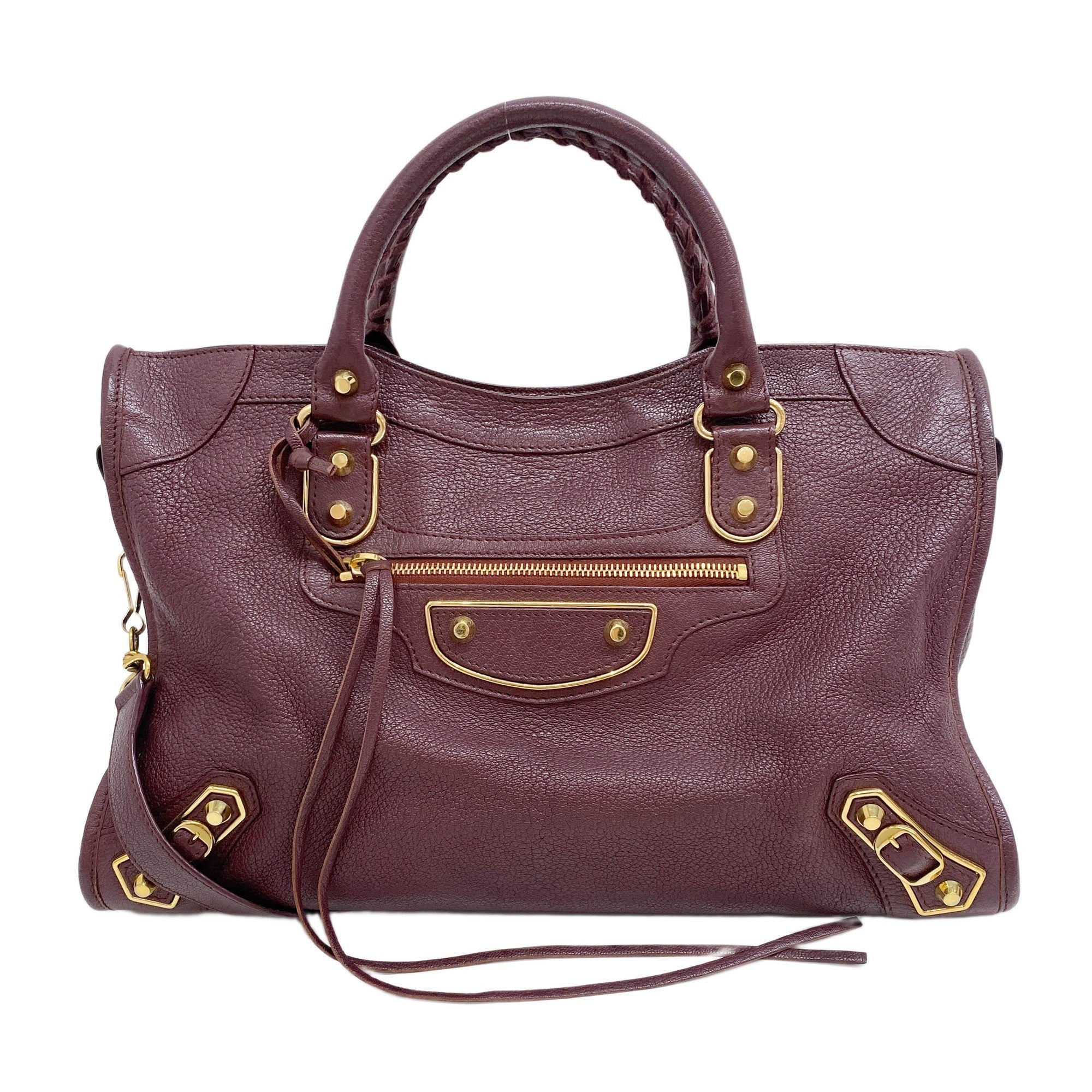 The City Gold Hardware Burgundy Leather Two Way Bag