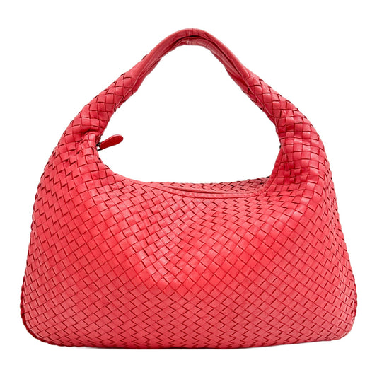 Veneta Intrecciato Red Leather Shoulder Bag