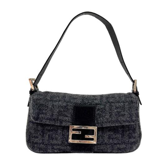Baguette Grey Zucca Wool Shoulder Bag