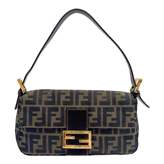 Baguette Zucca Brown Canvas Shoulder Bag