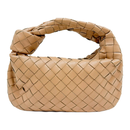 Intrecciato Beige Leather Hobo Handle Bag