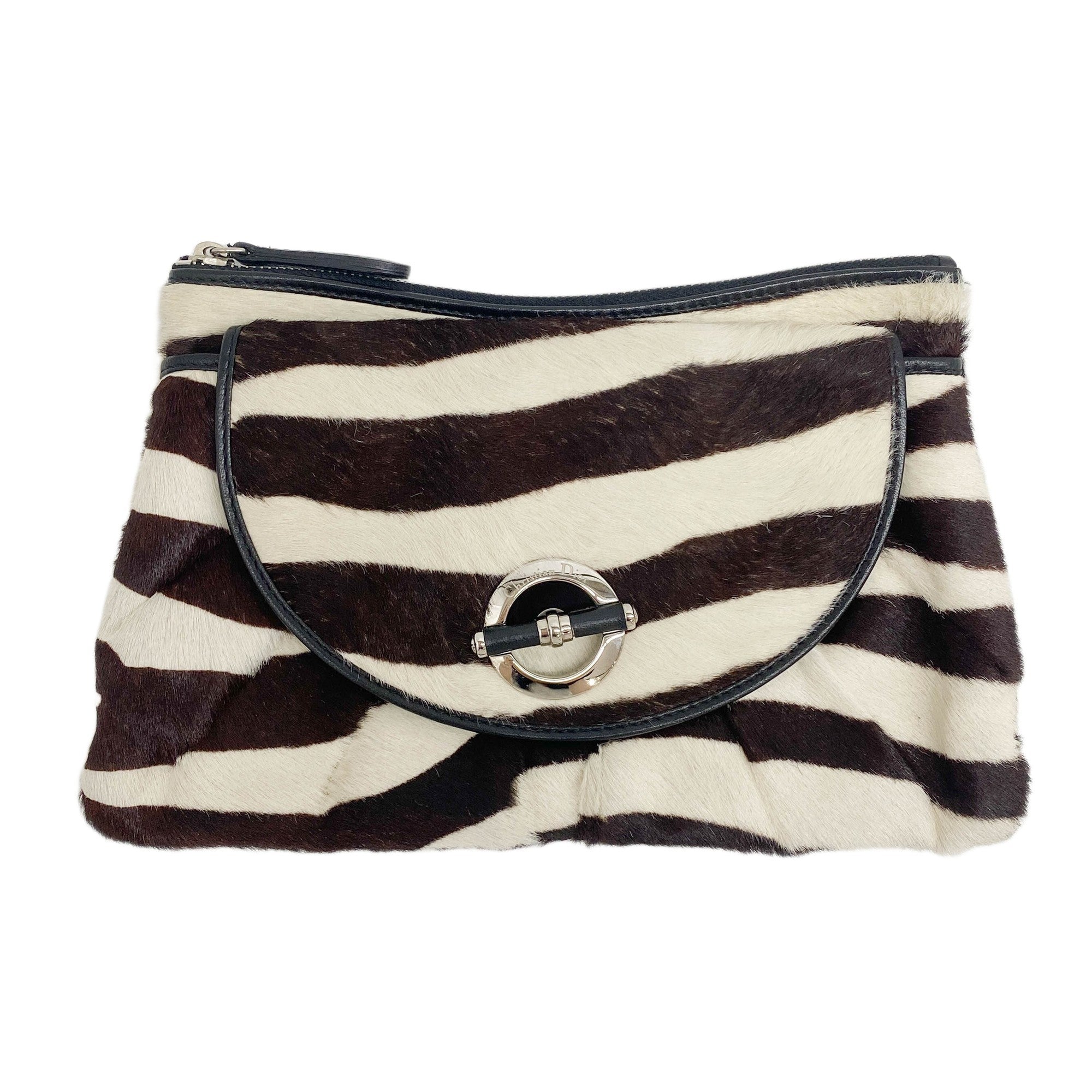 Animal Print Pony Hair Clutch Bag