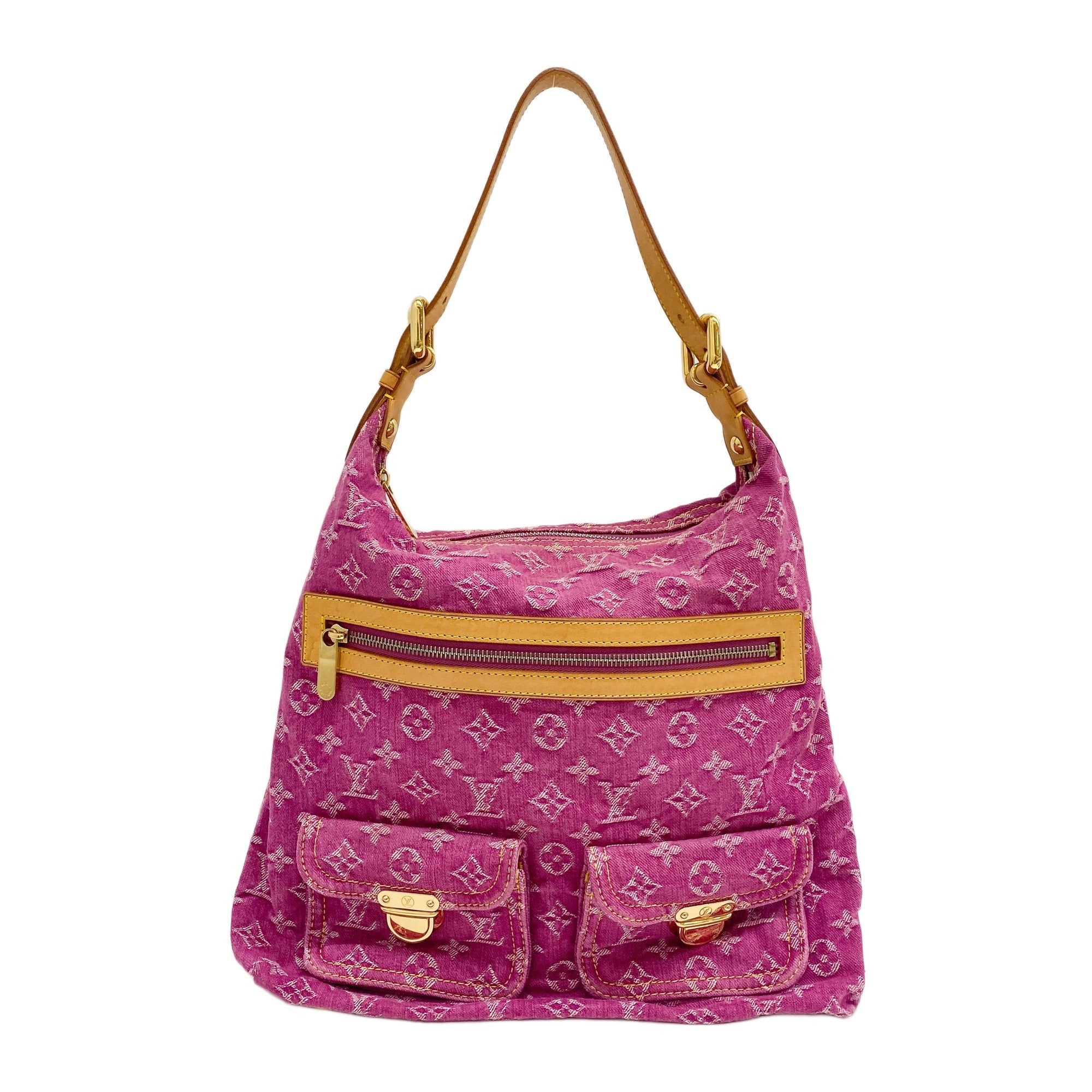 Baggy Monogram Pink Denim Shoulder Bag