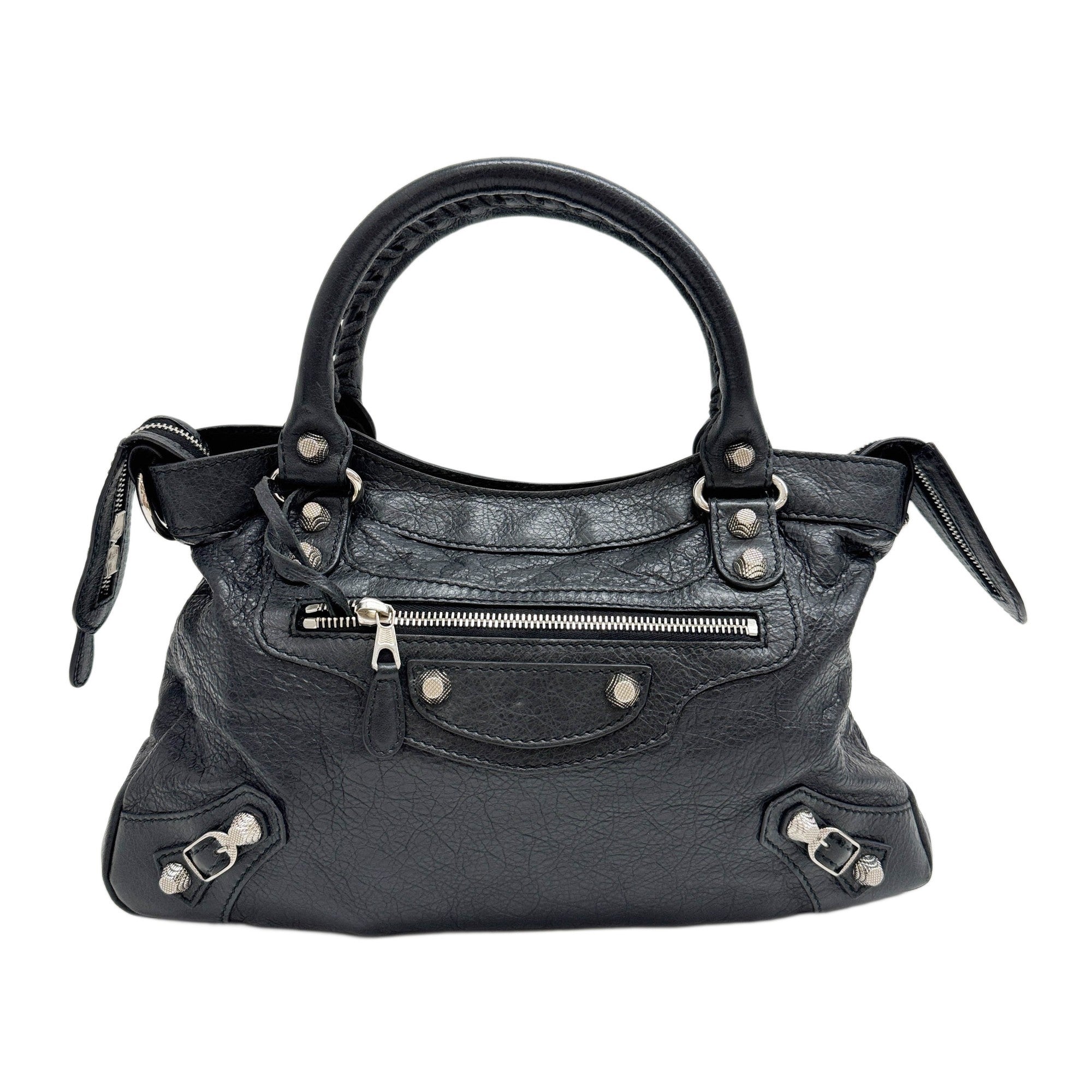 The First Black Leather Handle Bag