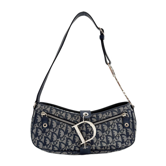 Vintage Trotter Charm Pochette Navy Trotter Canvas Shoulder Bag