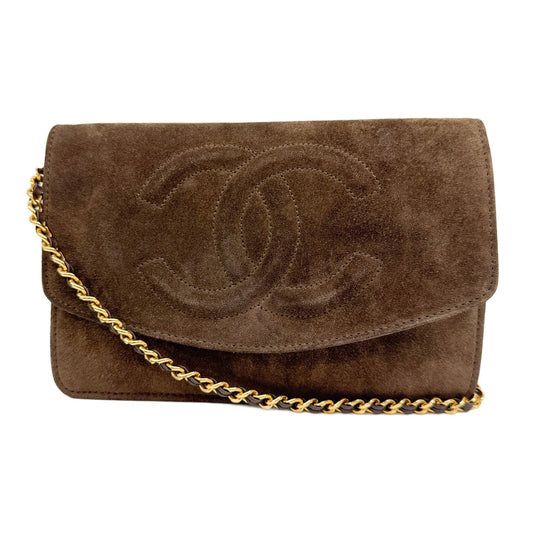 Timeless CC Wallet on Chain 1994-1996 Brown Suede Shoulder Bag