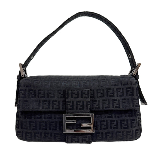 Baguette Black Zucchino Canvas Shoulder Bag
