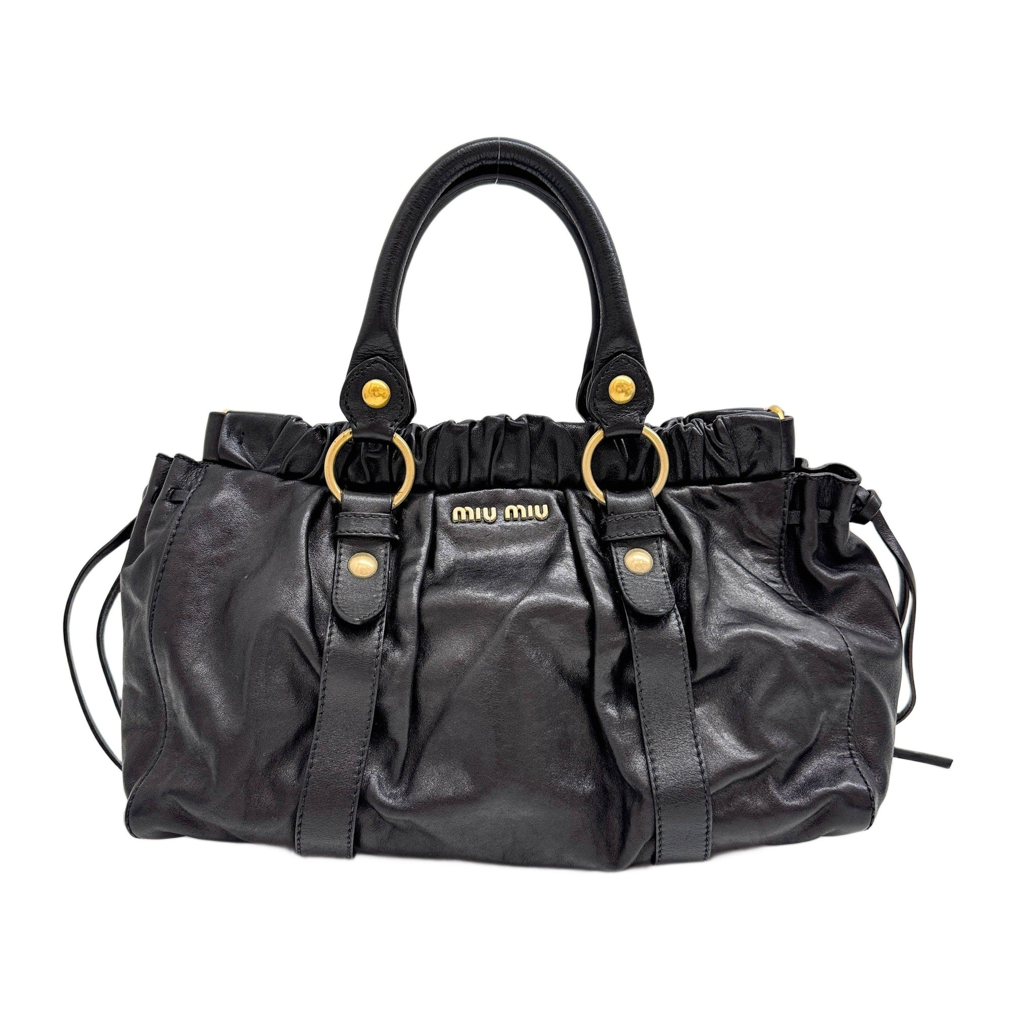 Vitello Black Leather Two Way Bag