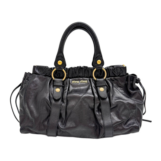Vitello Black Leather Two Way Bag