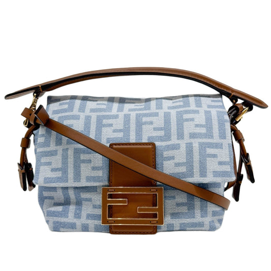 Mini Mamma Baguette Blue Zucca Canvas Two Way Bag