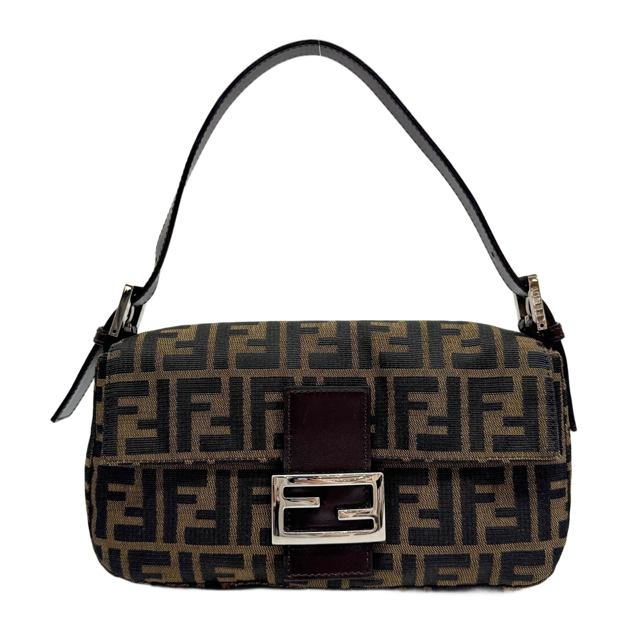Baguette Zucca Brown Canvas Shoulder Bag