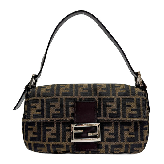 Baguette Zucca Brown Canvas Shoulder Bag