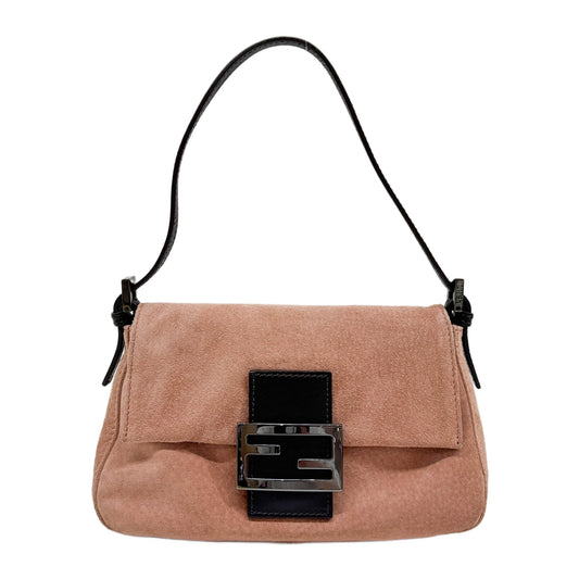 Mini Mamma Baguette Pink Suede Hand Bag