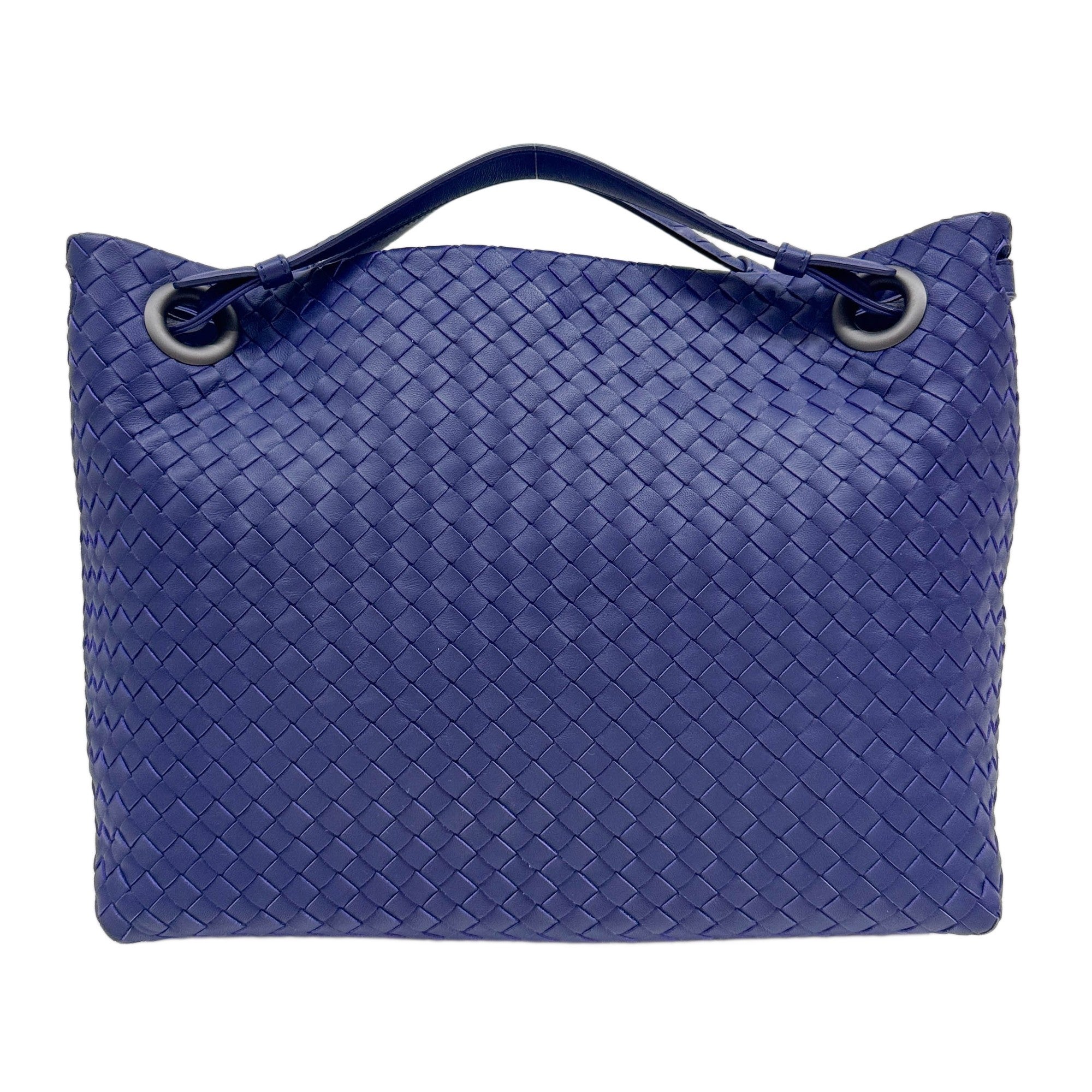 Garda Intrecciato Blue/Plum Leather Handle Bag