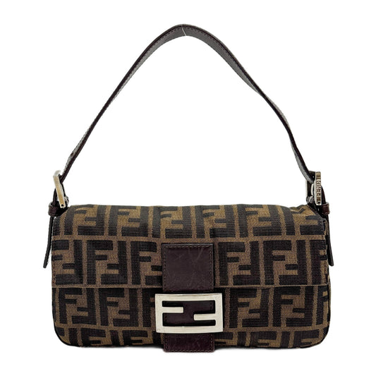 Baguette Brown Zucca Canvas Shoulder Bag