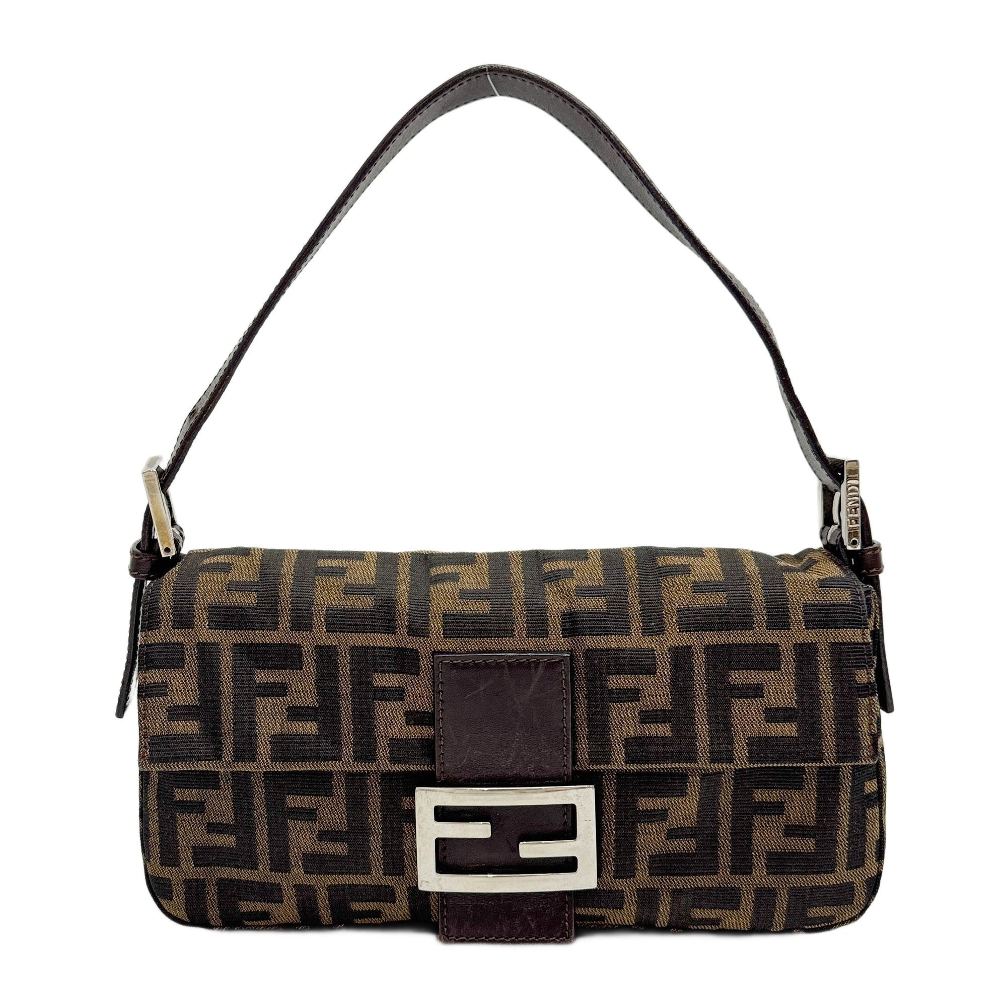 Baguette Brown Zucca Canvas Shoulder Bag