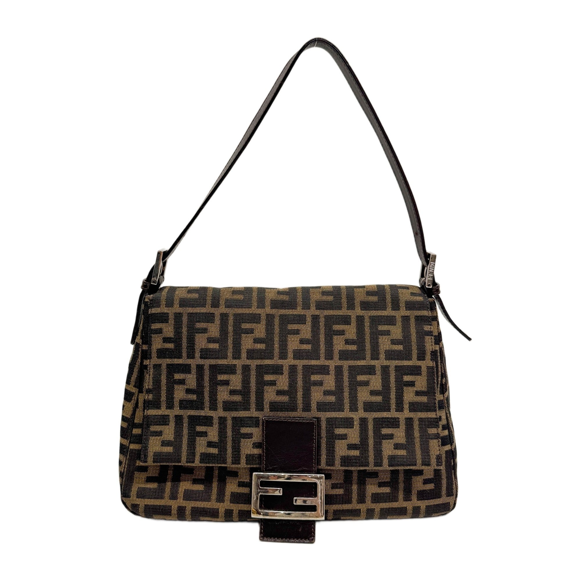 Mamma Baguette Brown Zucca Canvas Shoulder Bag