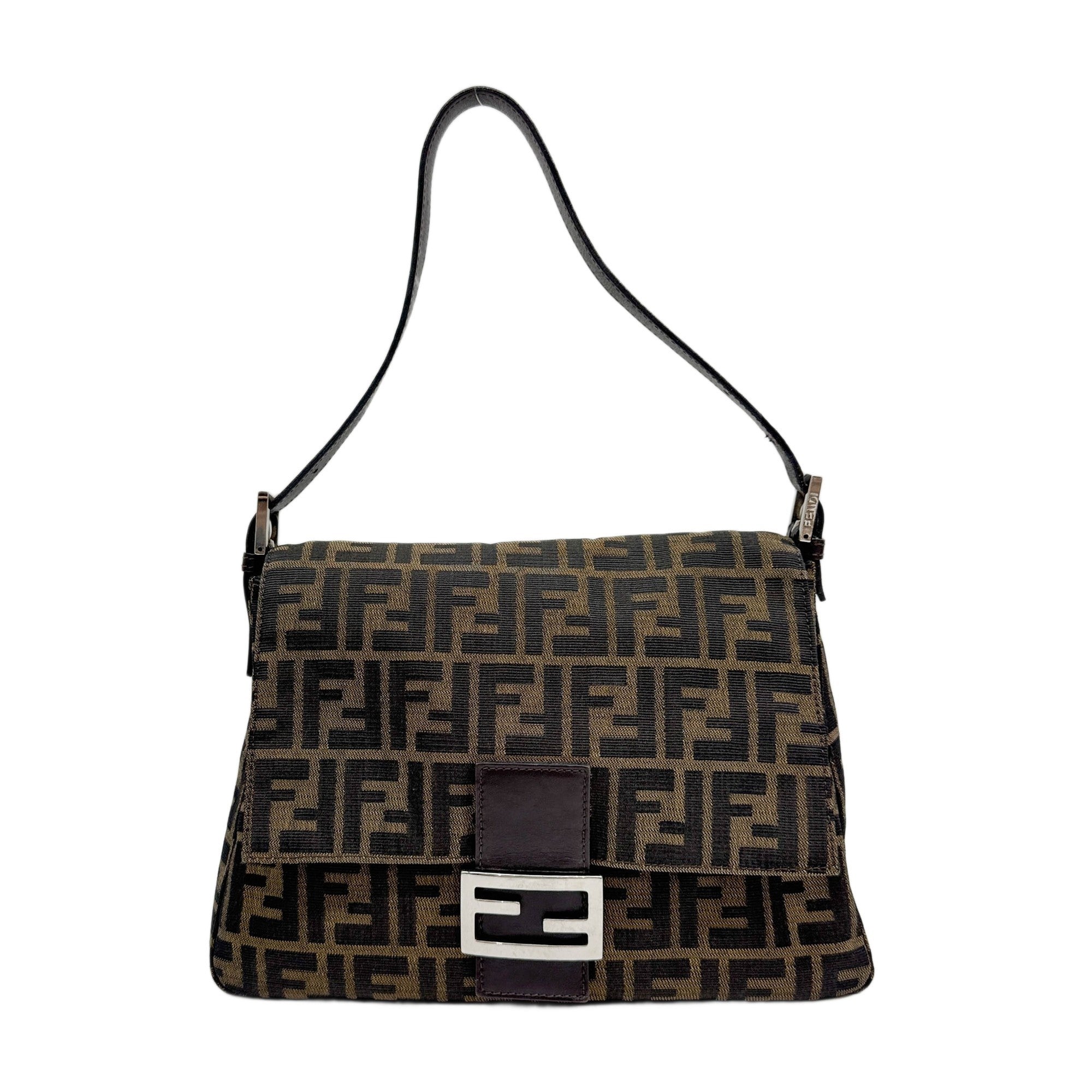 Mamma Baguette Brown Zucca Canvas Shoulder Bag