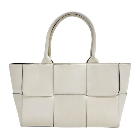 Arco Maxi Intrecciato Cream White Leather Hand Tote Bag
