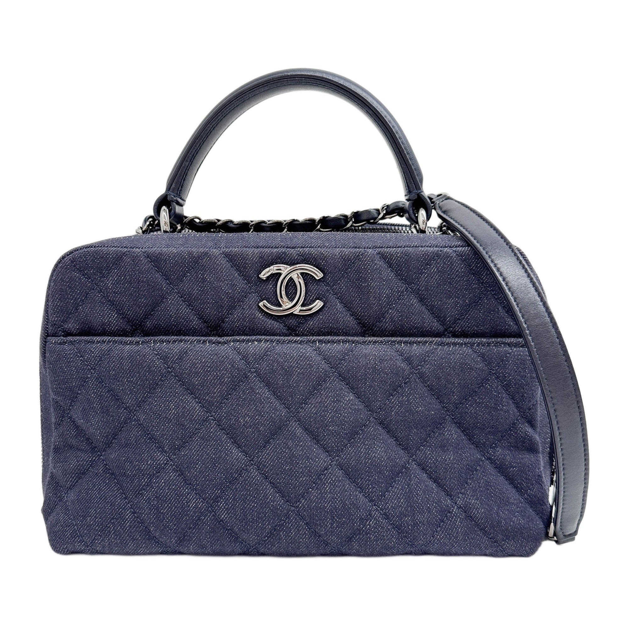Trendy CC Bowler 2017-2018 Matelasse Navy Denim Two Way Bag