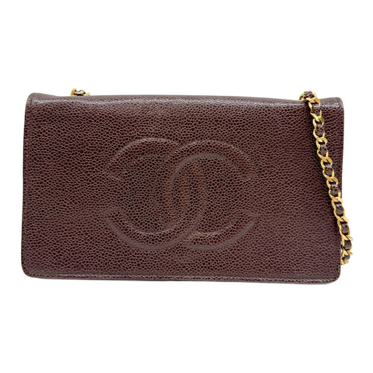 Timeless CC Wallet On Chain 1994-1996 Brown Leather Crossbody Bag