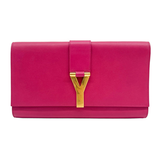 Ligne Y Pink Leather Clutch Bag