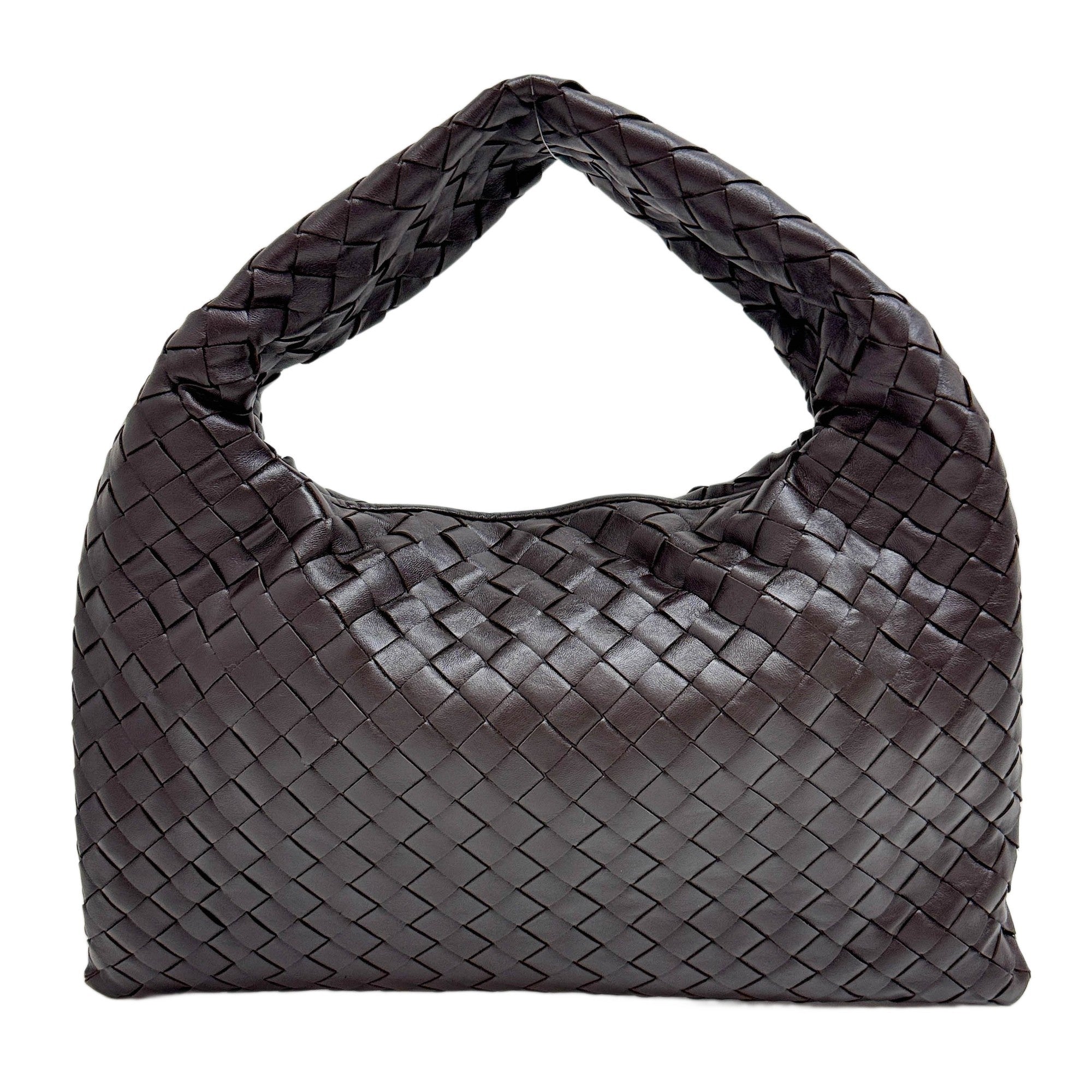 Hop Intrecciato Espresso Brown Leather Shoulder Bag
