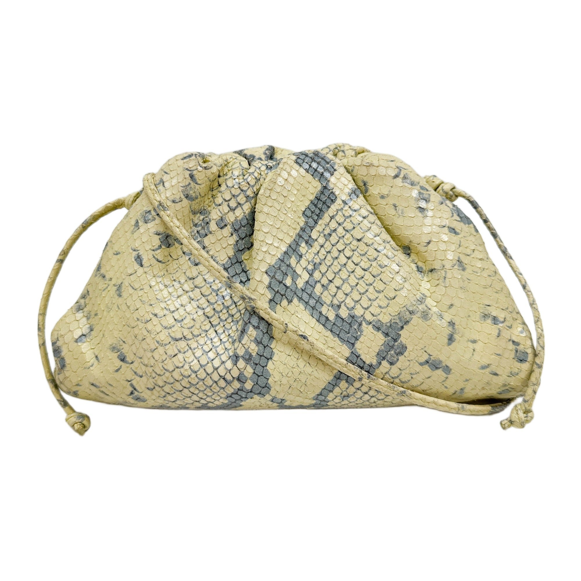 Mini Light Yellow Python Embossed Leather Pouch Shoulder Bag