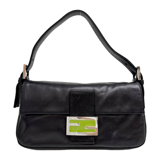 Baguette Black Leather Shoulder Bag
