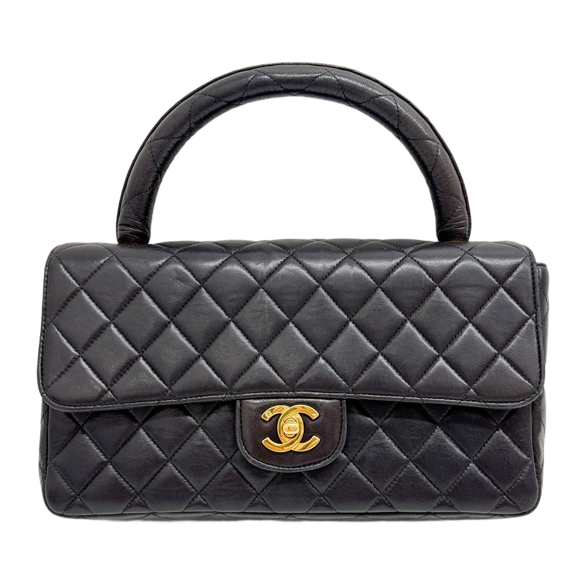 Kelly Flap Top Handle 1991-1994 Matelasse Black Leather Handle Bag